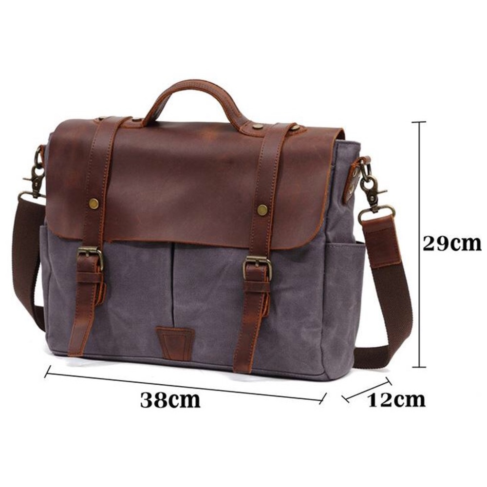 NEW! Crossbody Laptop Bag, Mens Canvas and Leather